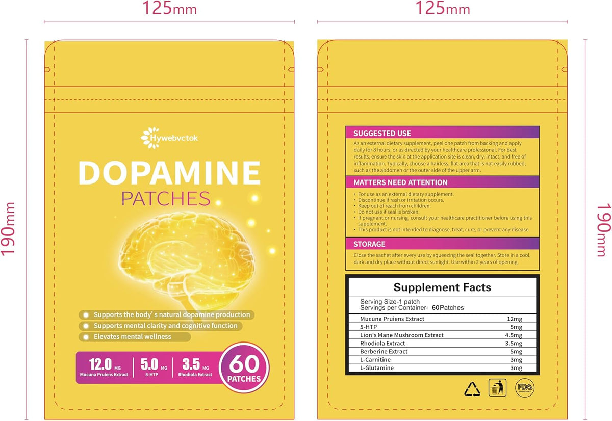 Dopamine Patches Extra Strength, 60 CT Mood Support Patches for Women & Men