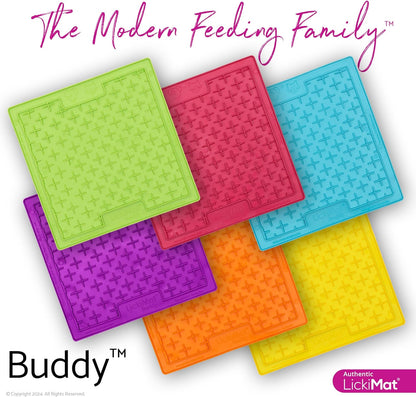 Classic Buddy, Cat Slow Feeder Lick Mat, Boredom Anxiety Reducer; Perfect for Food, Treats, Yogurt, or Peanut Butter. Fun Alternative to a Slow Feed Cat Bowl or Dish, Turquoise