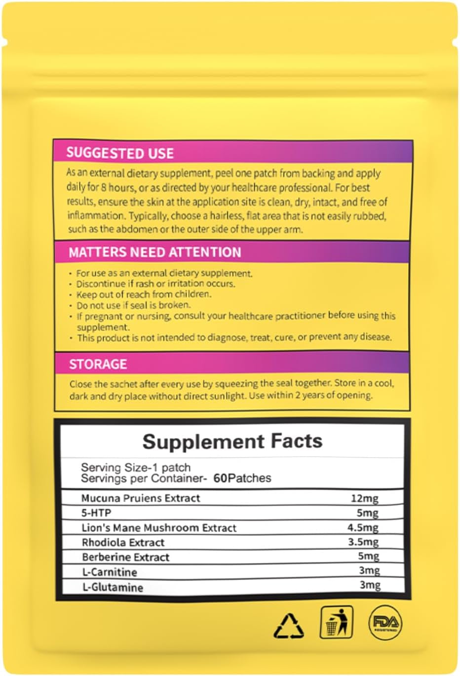 Dopamine Patches Extra Strength, 60 CT Mood Support Patches for Women & Men