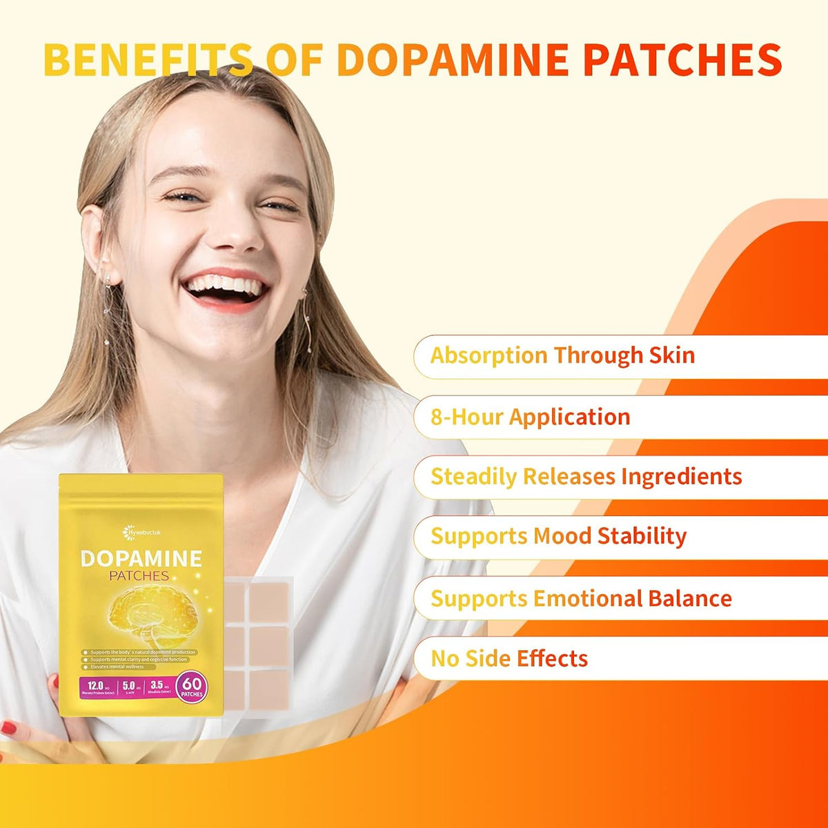 Dopamine Patches Extra Strength, 60 CT Mood Support Patches for Women & Men
