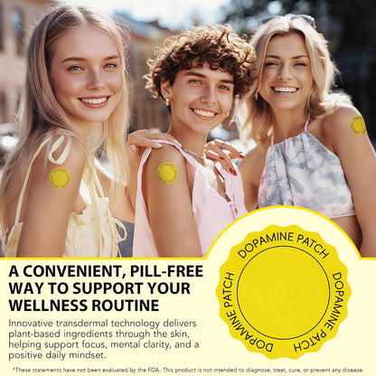 Dopamine Patches | 30PCS Mood Boost & Positivity Support | Vegan Mood Support Patches for Daily Mental Wellness, Plant-Based Formula, Supports Dopamine & Serotonin Balance