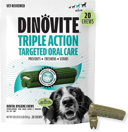 Daily Dental Chews for Medium Dogs, Freshens Breath, Mint, 20 CT