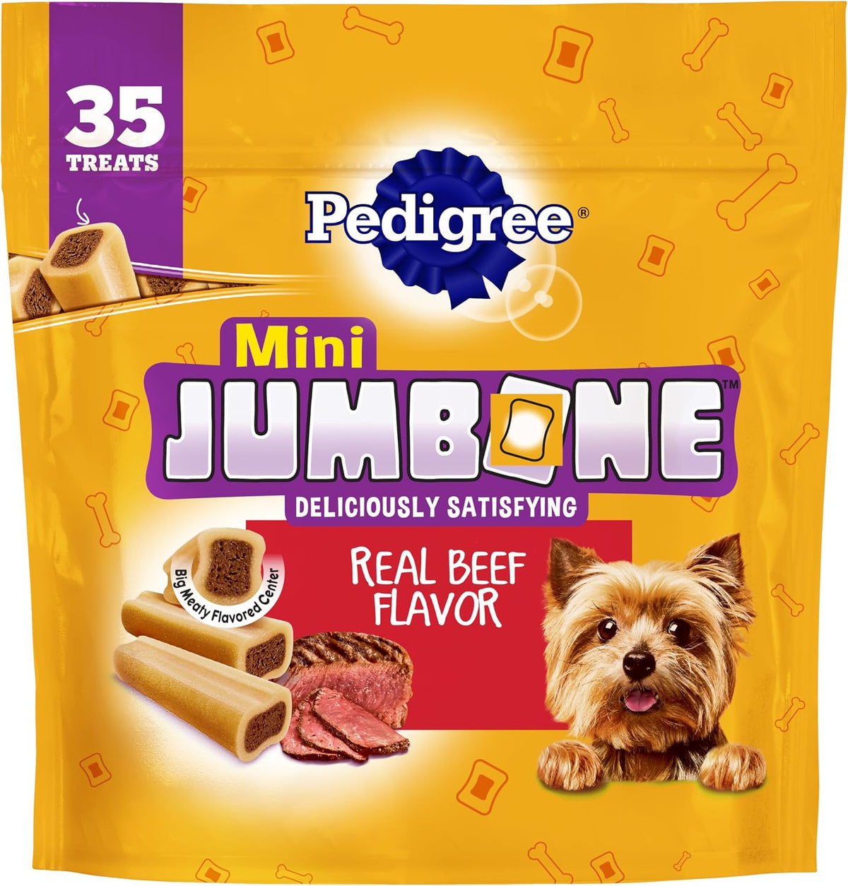 Mini Jumbone Small Dog Treats, Beef Flavor, 35 Count