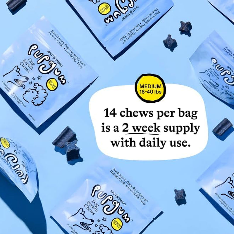 Pupgum Dog Dental Chews for Fresh Breath & Clean Teeth – Clinically Proven Ingredients – Human-Grade, Vet-Developed Daily Dental Treats for Dogs 16-40Lbs – 14 Chews – Made in USA