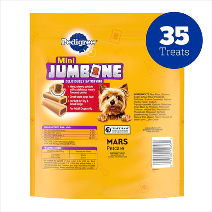 Mini Jumbone Small Dog Treats, Beef Flavor, 35 Count